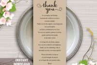 Printable Thank You Place Card, Wedding Thank You Card intended for Template For Wedding Thank You Cards