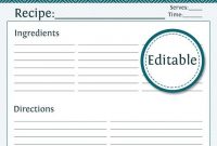 Recipe Card, Full Page – Fillable – Printable Pdf – Teal with regard to Fillable Recipe Card Template