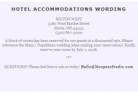 Sample Card For Hotel Room Block Invite | Wedding Invitation for Wedding Hotel Information Card Template