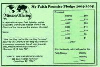 Sample: Faith Promise Commitment Or Pledge Card within Pledge Card Template For Church