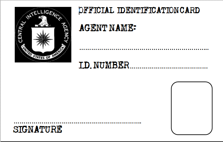 Secret Agent Badge Template | Id Card Template, Card inside Spy Id Card Template