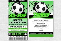 Soccer Football Ticket Invitations Birthday Party Instant inside Soccer Thank You Card Template