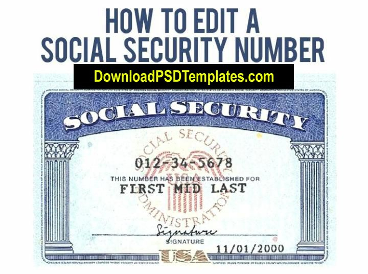 Social Security Number Ssn Template Psd In 2020 | Social for Social Security Card Template Photoshop