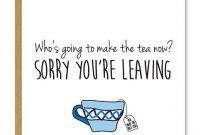 Sorry You're Leaving | New Job Card | Bon Voyage | Who& with Sorry You Re Leaving Card Template
