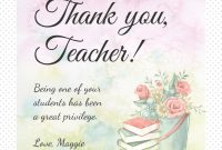 Square Teacher Appreciation Card Template for Thank You Card For Teacher Template