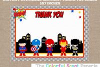 Superhero Thank You Card, Superheroes Thank You Cards inside Superhero Birthday Card Template