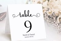 Table Numbers Printable Wedding Table Card Template Diy with Table Number Cards Template