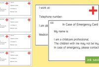 Teacher In Case Of Emergency Information Cards with regard to In Case Of Emergency Card Template