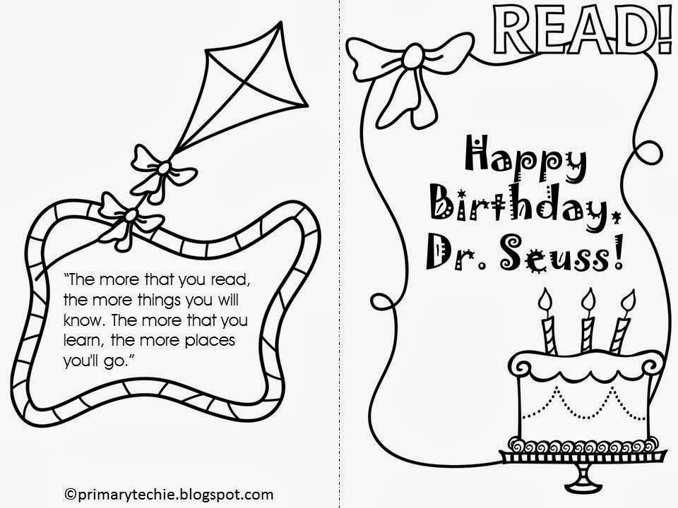 The Primary Techie: Celebrating Seuss With Math, Reading throughout Dr Seuss Birthday Card Template