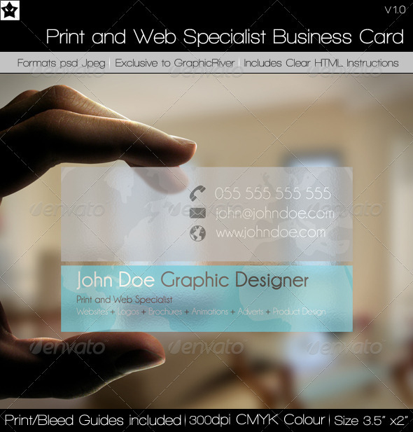 Transparent Print And Web Specialist Business Card intended for Transparent Business Cards Template