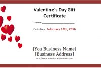 Valentine's Day Gift Certificate Template Word – Valentines throughout Valentine Card Template Word