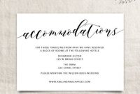 Wedding Accommodations Template | Printable Accommodations throughout Wedding Hotel Information Card Template
