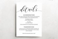 Wedding Details Template | Wedding Information Card | Rustic throughout Wedding Hotel Information Card Template