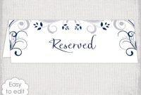 Wedding Reserved Sign Card Template "scroll" Printable in Reserved Cards For Tables Templates