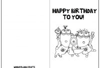 Wonderland Crafts | Free Printable Birthday Cards, Minion with Foldable Birthday Card Template