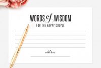 Words Of Wisdom Wedding Advice Printable Template Kraft Sign within Marriage Advice Cards Templates