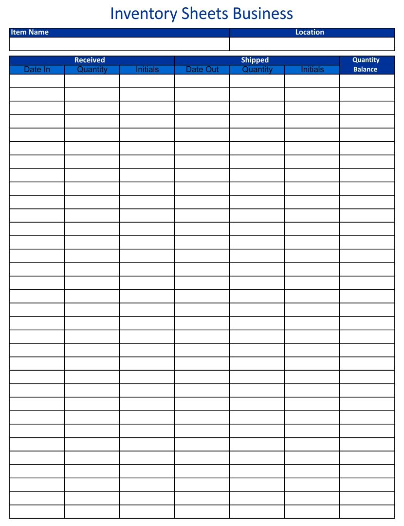 9 Best Free Printable Spreadsheets For Business in Small Business Inventory Spreadsheet Template