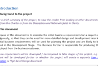 Business Requirements Template pertaining to Project Business Requirements Document Template