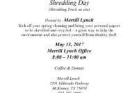 Complimentary Document Shredding Day – Mckinney Online with Fresh Merrill Lynch Business Plan Template