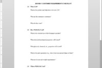 Customer Requirements Checklist within New Business Requirements Questionnaire Template