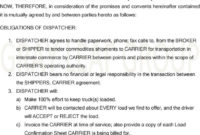 Editable Dispatcher Carrier Agreement Pdf Free Download intended for Awesome Business Broker Agreement Template