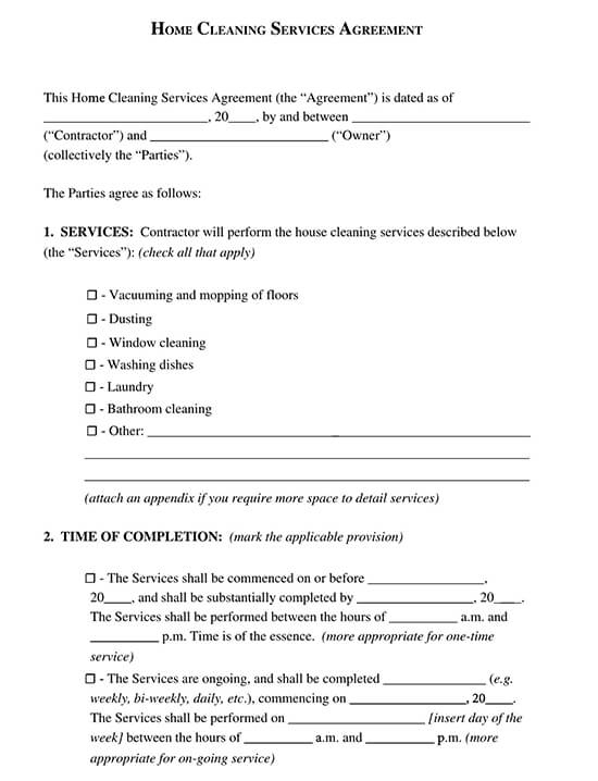 Free Cleaning Service Contract Templates (Word | Pdf) in Cleaning Business Contract Template
