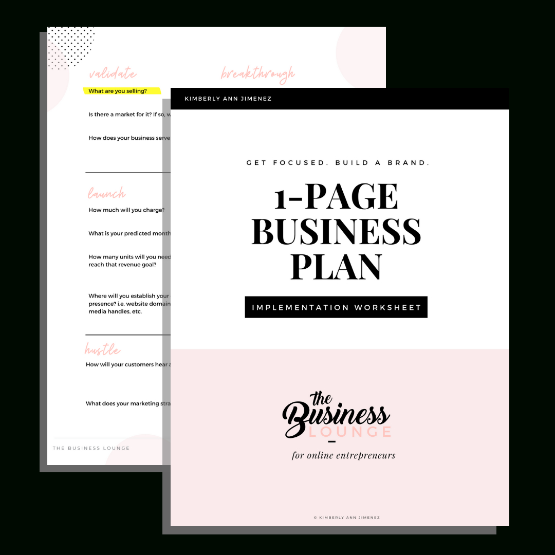 Free Download: One-Page Business Plan Template | Kimberly with regard to Business One Sheet Template