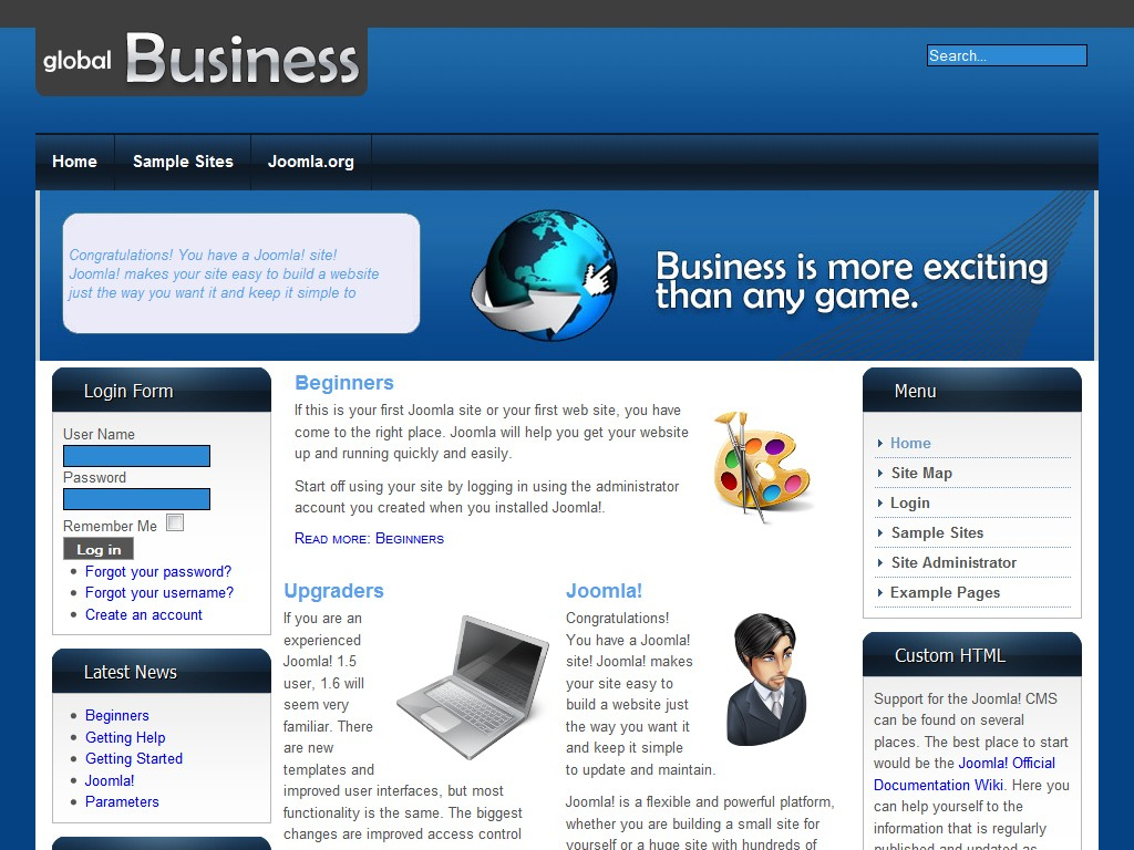 Globalbusiness Free Joomla 1.6 Template ~ Free Website intended for Free Blogger Templates For Business