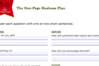 How To Write A One Page Business Plan: Templates, Ideas for New One Page Business Plan Template Word