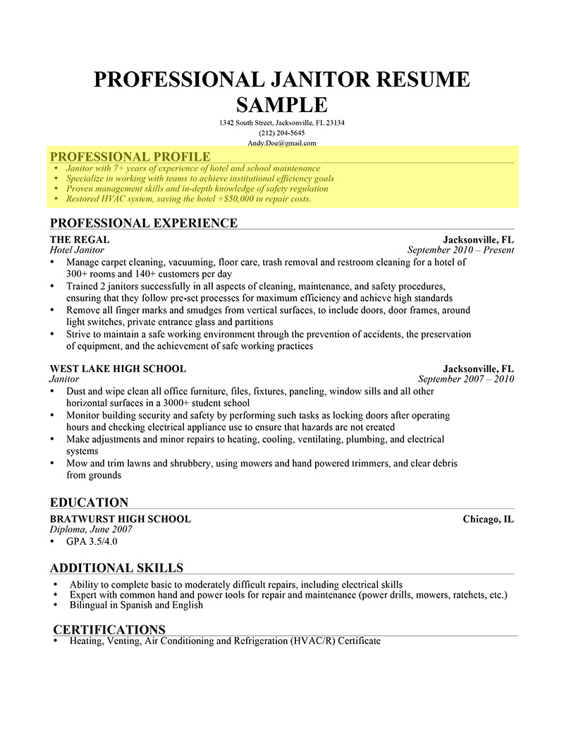 How To Write A Professional Profile | Resume Genius intended for How To Write Business Profile Template