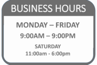 Printable Business Hours Sign | Peterainsworth throughout Printable Business Hours Sign Template