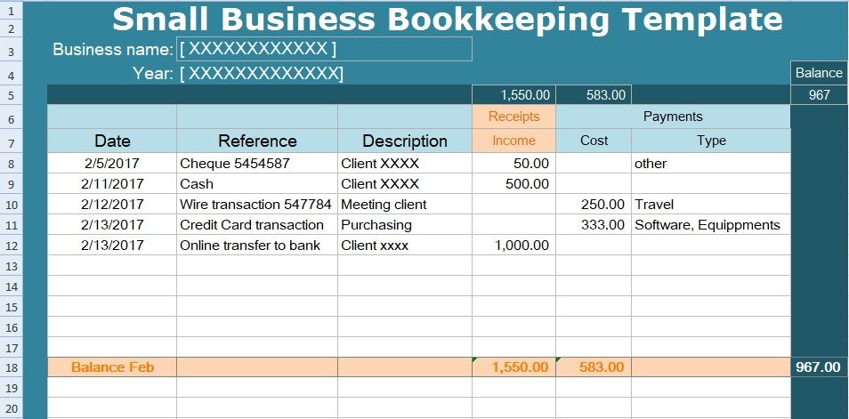 Small Business Bookkeeping Template Spreadsheet with regard to Bookkeeping For Small Business Templates