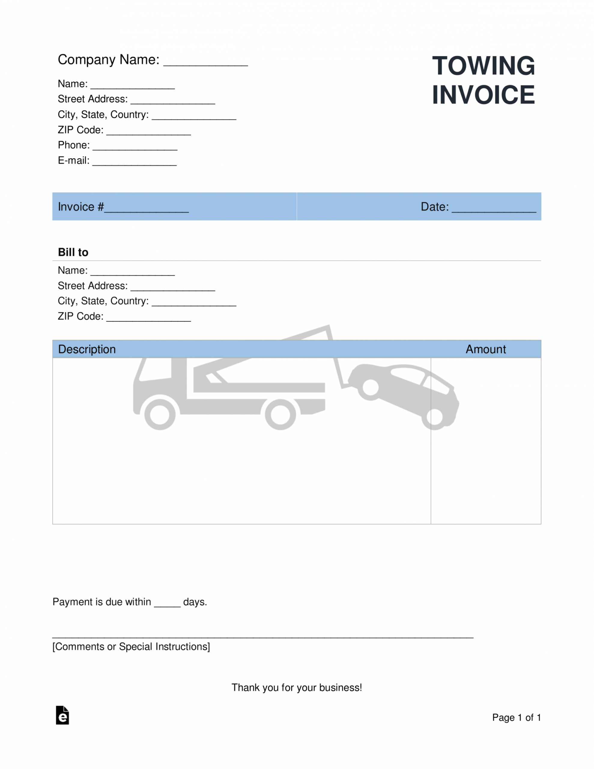 Tow Truck Receipt Template | Emetonlineblog pertaining to Towing Business Plan Template